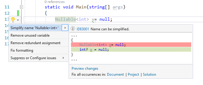 Visual Studio hint